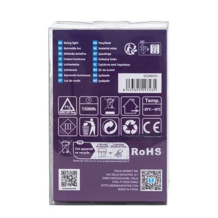 Aigostar - LED Außen-Weihnachtslichterkette 100xLED/8 Funktionen/3xAA 10,3m IP44 kaltweiß