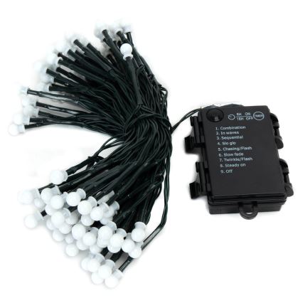 Aigostar - LED-Lichterkette für den Außenbereich, 100×LED, 8 Funktionen, 3×AA, 10,3 m, IP44, Warmweiß