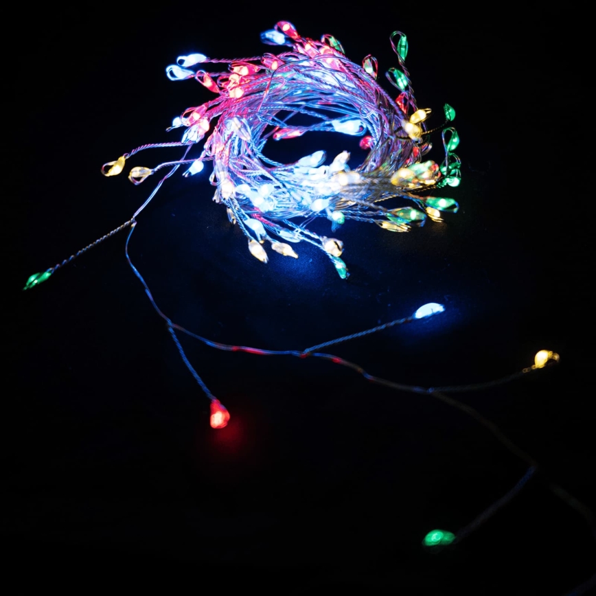 Aigostar - LED-Außen-Weihnachtslichterkette 100xLED/8 Funktionen 3xAA 3,3m IP44 mehrfarbig