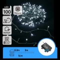 Aigostar - LED Außen Weihnachtslichterkette 100xLED/8 Funktionen 3xAA 5,3 m IP44 kaltweiß