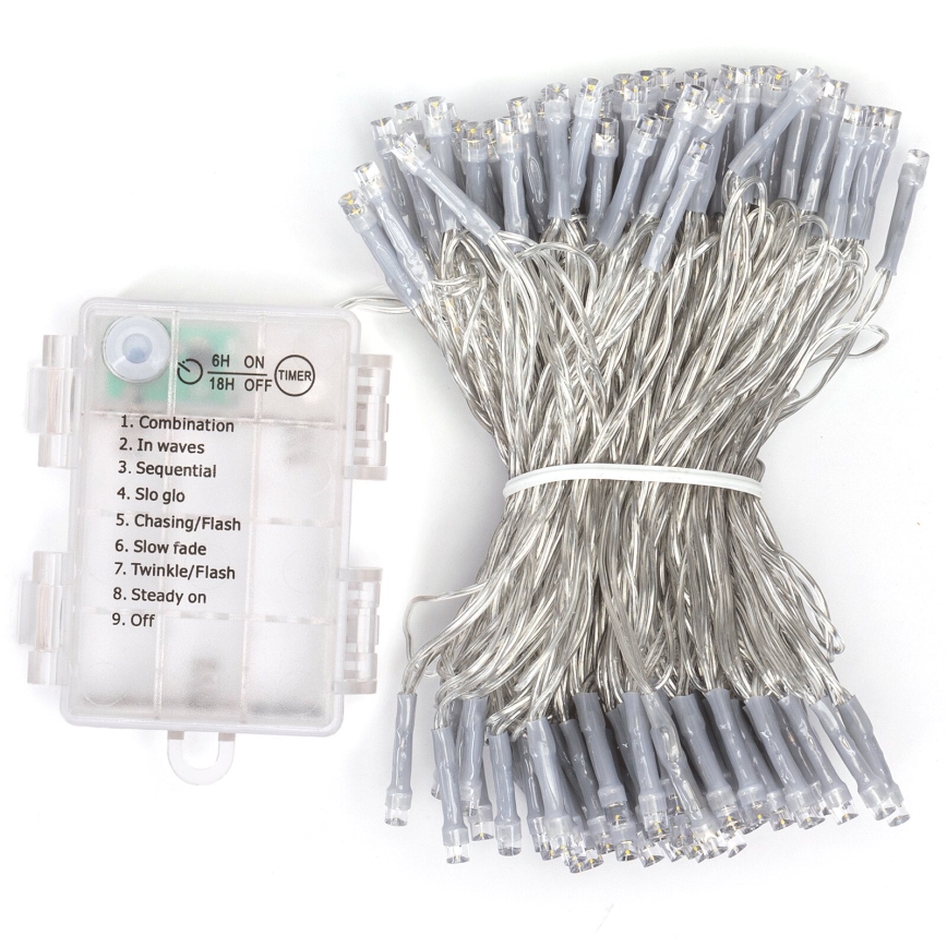 Aigostar - LED-Außen-Weihnachtslichterkette 150 LEDs/8 Funktionen 15,3 m IP44 kaltweiß