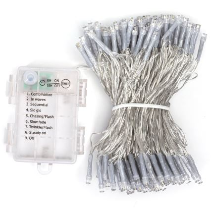 Aigostar -LED Außen-Weihnachtslichterkette 150xLED/8 Funktionen 3xAA 15,3m IP44 warmweiß