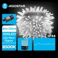 Aigostar - LED-Außen-Weihnachtslichterkette 200 LEDs / 8 Funktionen, 23 m, IP44, kaltweiß