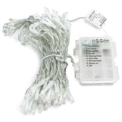 Aigostar - LED-Außen-Weihnachtslichterkette 200xLED/8 Funktionen 3xAA 5x2m IP44 warmweiß