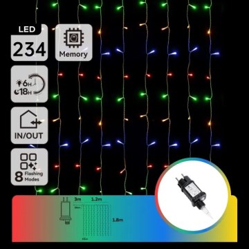 Aigostar - LED-Außen-Weihnachtslichterkette 234 LEDs / 8 Funktionen 1,2 x 1,8 m IP44 mehrfarbig
