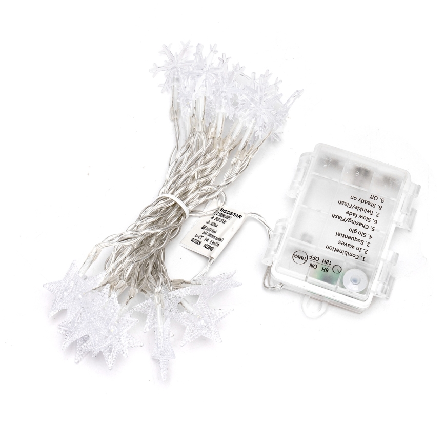 Aigostar - LED Außen Weihnachtslichterkette 25xLED/8 Funktionen 3xAA 2,5 m IP44 kaltweiß