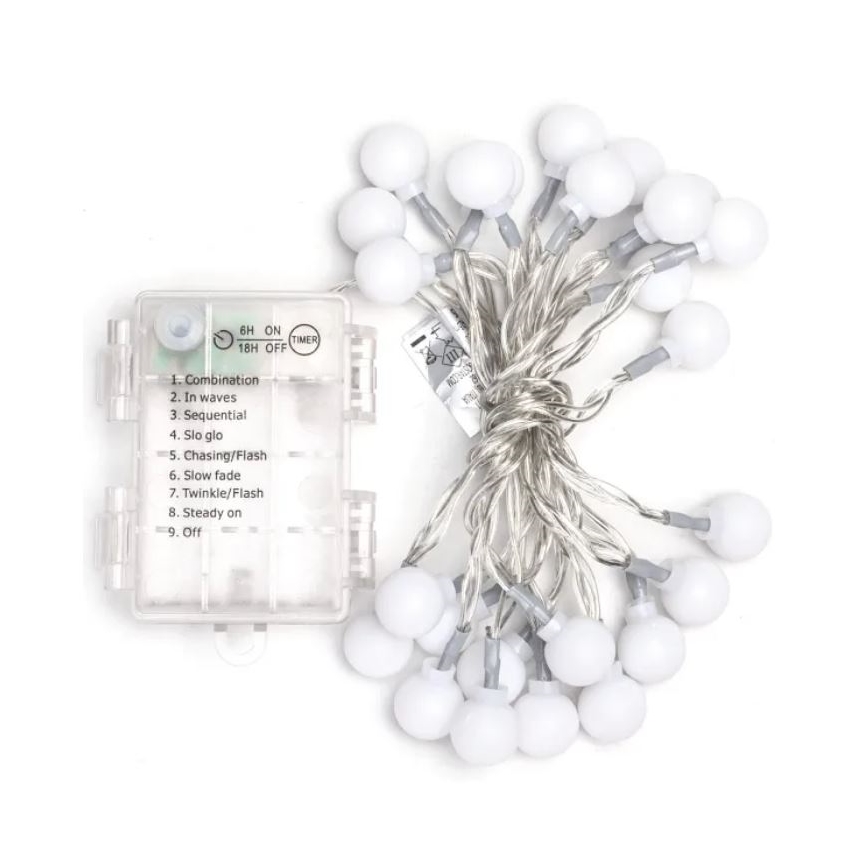 Aigostar-LED Außen-Weihnachtslichterkette 25xLED/3xAA/8 Funktionen 2,8 m IP44 warmweiß