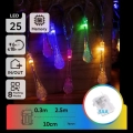 Aigostar - LED-Außen-Weihnachtslichterkette 25xLED/8 Funktionen 3xAA 2,5m IP44 mehrfarbige Tropfen