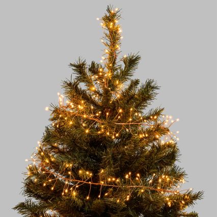 Aigostar - LED-Außen-Weihnachtslichterkette 300 LEDs / 8 Funktionen 3xAA 9,3 m IP44 warmweiß
