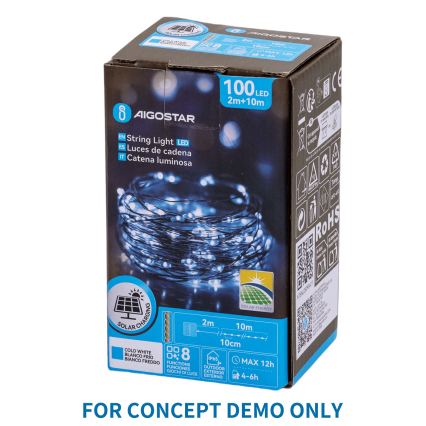 Aigostar - LED-Außen-Weihnachtslichterkette 300 LEDs/8 Funktionen, 4 m, IP44, kaltweiß
