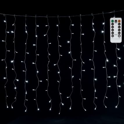 Aigostar - LED-Außen-Lichterkette 300xLED/8 Funktionen 3x1m IP44 kaltweiß + Fernbedienung