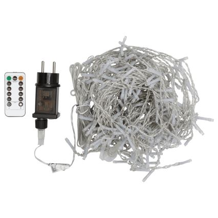 Aigostar - LED-Außen-Lichterkette 300xLED/8 Funktionen 3x1m IP44 kaltweiß + Fernbedienung