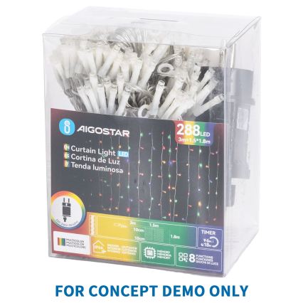 Aigostar - LED-Außen-Weihnachtslichterkette 300xLED/8 Funktionen 18m IP44 kaltweiß