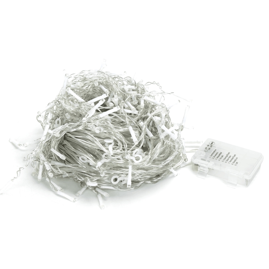 Aigostar - LED-Außen-Weihnachtslichterkette 300 LEDs / 8 Funktionen, 3xAA, 18x0,6 m, IP44, kaltweiß