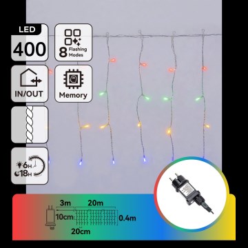Aigostar - LED-Außen-Weihnachtslichterkette 400 LEDs / 8 Funktionen / 23×0,4 m / IP44 / mehrfarbig