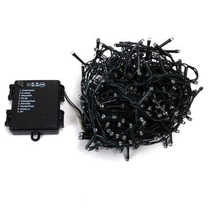 Aigostar - LED-Lichterkette für den Außenbereich, 400 LEDs, 8 Funktionen, 4xAA, 20,3 m, IP44, kaltweiß