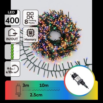 Aigostar - LED-Außen-Weihnachtslichterkette 400xLED/8 Funktionen 13 m IP44 mehrfarbig