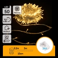 Aigostar - LED-Außen-Weihnachtslichterkette 50 LEDs / 8 Funktionen / 3xAA / 5,3 m / IP44 / warmweiß