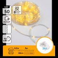 Aigostar - LED-Außen-Weihnachtslichterkette 50 LEDs / 8 Funktionen, 3×AA, 5,3 m, IP44, warmweiß