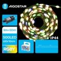 Aigostar - LED-Außen-Weihnachtslichterkette, 500 LEDs / 8 Funktionen, 53 m, IP44, mehrfarbig