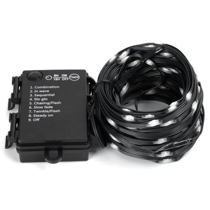Aigostar -LED Außen-Weihnachtslichterkette 50xLED/8 Funktionen 3xAA 5,3m IP44 kaltweiß