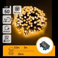 Aigostar - LED-Außen-Weihnachtslichterkette 50xLED/8 Funktionen 3xAA 5,3m IP44 Warmweiß