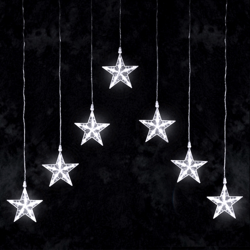 Aigostar - LED-Außen-Weihnachtslichterkette, 70 LEDs, 1,2 × 1 m, IP44, kaltweiß, mit Sternen