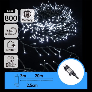 Aigostar - LED Außen-Weihnachtslichterkette 800 LEDs/8 Funktionen 23m IP44 kaltweiß