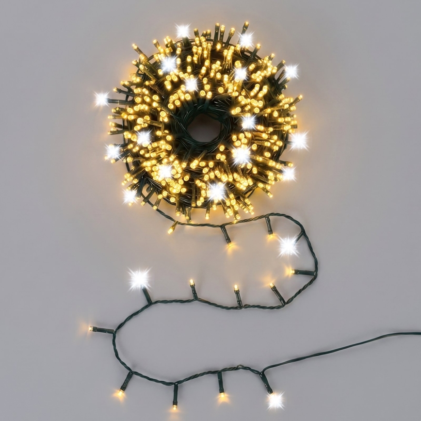 Aigostar - LED-Außen-Weihnachtslichterkette 80xLED+20xLED 8 m IP44 warmweiß + kaltweiß