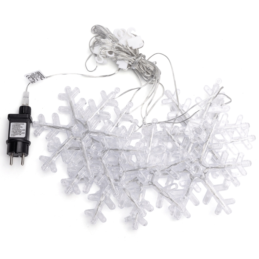 Aigostar - LED-Außen-Weihnachtslichterkette, 84 LEDs / 8 Funktionen, 1,2×1 m, IP44, kaltweiß, Schneeflocken