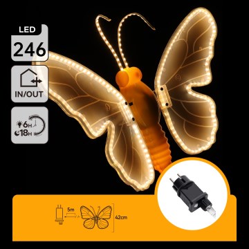 Aigostar - LED Außendekoration 246xLED/9W/230V 42 cm IP44 Schmetterling/mehrfarbig