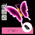 Aigostar - LED-Außendekoration, 372 LEDs, 60 cm, IP44, Schmetterling/rosa