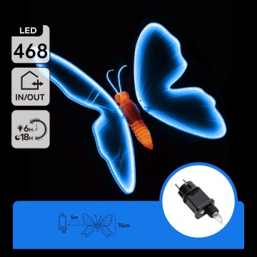 Aigostar - LED-Außendekoration 468xLED 75 cm IP44 Schmetterling/blau
