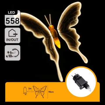 Aigostar - LED-Außendekoration 558xLED 90 cm IP44 Schmetterling/warmweiß