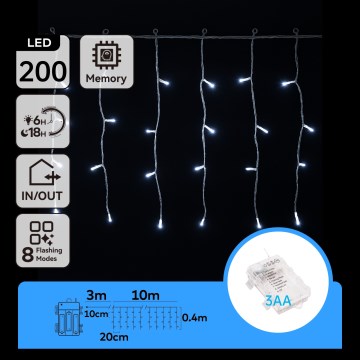 Aigostar - LED-Außenlichterkette, 200 LEDs, 8 Funktionen, 13 × 0,4 m, IP44, kaltweiß