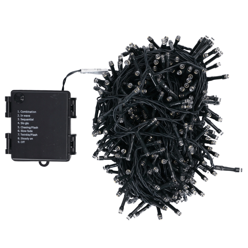 Aigostar - LED-Lichterkette für den Außenbereich 500 LEDs / 8 Funktionen 4xAA 25,3 m IP44 warmweiß