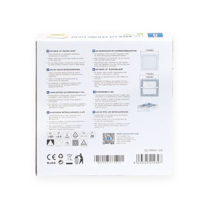 Aigostar - LED-Deckenanbauleuchte LED/12W/230V 17,3x17,3 cm 3000K weiß