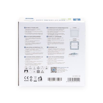Aigostar - LED-Deckenanbauleuchte LED/12W/230V 17,3x17,3 cm 6500K weiß
