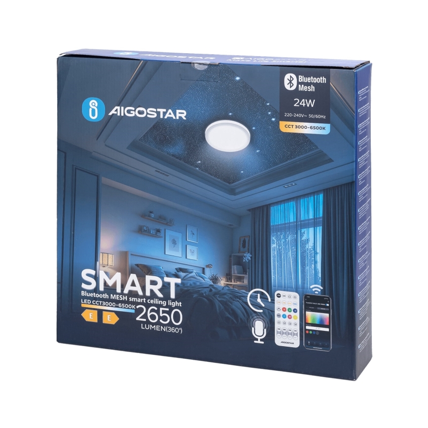 Aigostar - Dimmbare LED-Deckenleuchte für Badezimmer MESH Smart LED/24W/230V 3000-6500K IP44 + Fernbedienung