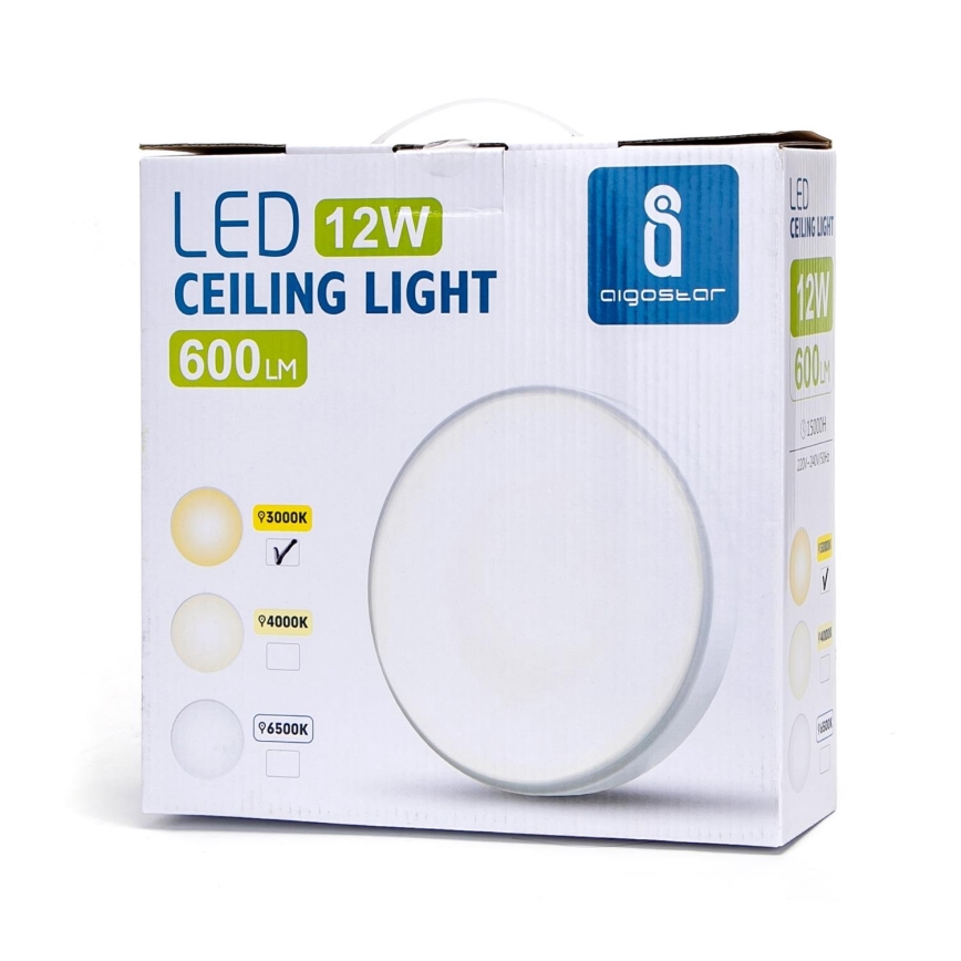 Aigostar - LED-Deckenleuchte LED/12W/230V 3000K d. 23 cm weiß