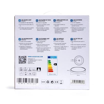Aigostar - LED-Deckenleuchte LED/12W/230V 3000K d. 23 cm weiß
