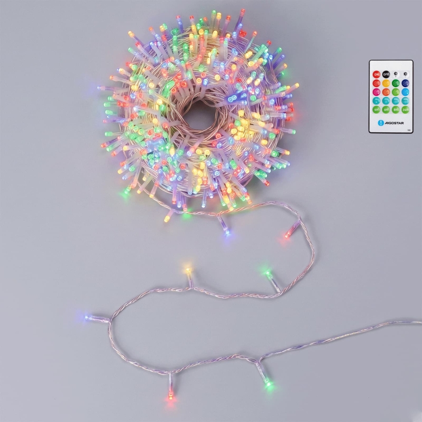 Aigostar - LED dimmbare Weihnachts-Lichterkette für den Außenbereich mit Bewegungsmelder 100xLED/3xAA 12m mehrfarbig + Fernbedienung