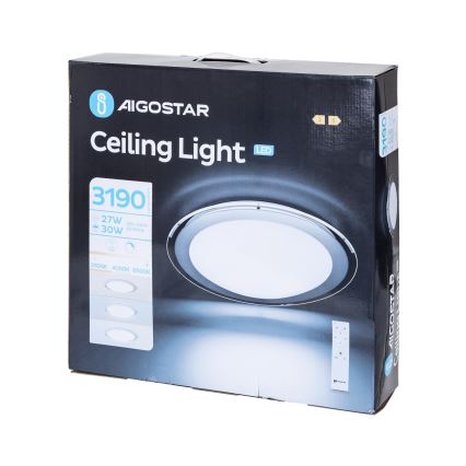 Aigostar - Dimmbare LED-Deckenleuchte LED/30W/230V 2700-6500K Ø 42,9 cm Chrom + Fernbedienung