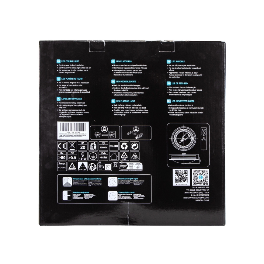 Aigostar - Dimmbare LED-Deckenleuchte LED/30W/230V 2700-6500K Ø 42,9 cm Chrom + Fernbedienung