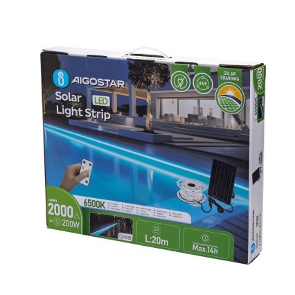 Aigostar - LED dimmbarer Solar-LED-Streifen LED/20W/3,2V 20 m 6500K IP65 + Fernbedienung