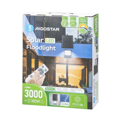 Aigostar - LED Dimmbarer Solarstrahler LED/300W/3,4V IP65 20000 mAh + Fernbedienung