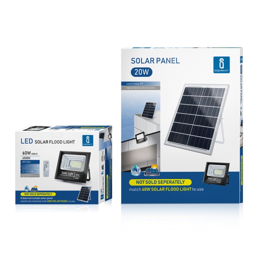 Aigostar - LED Dimmbarer Solarstrahler LED/60W/3,2V 2000 mAh IP67 + FB