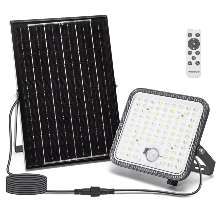 Aigostar - LED Dimmbarer Solarstrahler mit Sensor LED/120W/3,4V 6500K IP66 8000 mAh + Fernbedienung