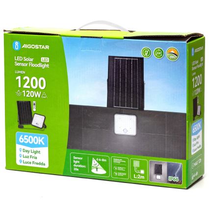 Aigostar - LED Dimmbarer Solarstrahler mit Sensor LED/120W/3,4V 6500K IP66 8000 mAh + Fernbedienung