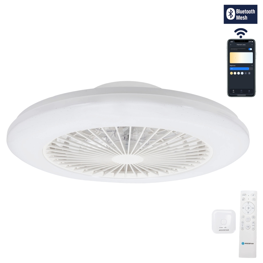 Aigostar - LED dimmbare Deckenleuchte mit Ventilator LED/40W/230V 2700-6500K Ø 48,5 cm Weiß + Fernbedienung